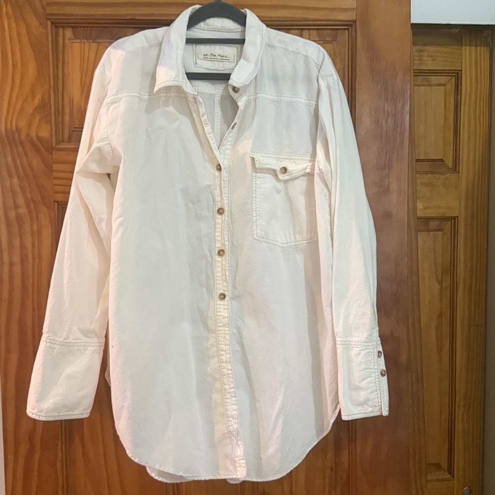 FREE PEOPLE White Button-Up Shirt